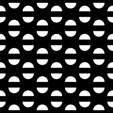 Yarım daire, kusursuz desen. Geometrik arkaplan. Etnik süs. Halk duvar kâğıdı. Kabile motifi. Yarım daire şekilleri arka plan. Dijital kağıt, tekstil baskısı, soyut çizimler. Geometrik vektör