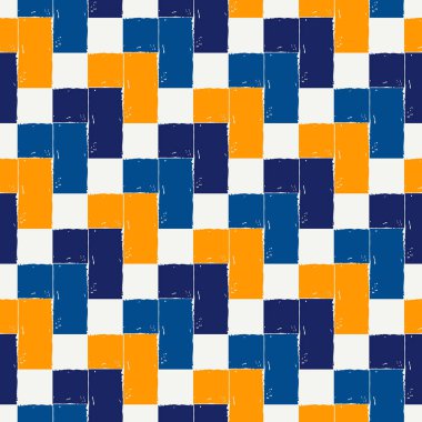 Boya fırçası pürüzsüz desen. Freehand grunge tasarım arka planı. Çapraz parke döşeme motifi süsü. Moda el çizimi geometrik baskı. Modern sanatsal el soyut vektör duvar kağıdı çizimi