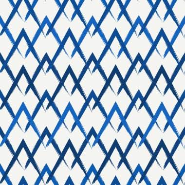 Fırça darbeleri kusursuz desen oluşturur. Freehand yatay zikzak çizgileri. Tekrarlanan semboller arka planda. Basit bir geometrik süs. Moda grunge tasarımı. Vektör soyut modern duvar kağıdı