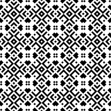Etnik süslemelerle kusursuz desen. İşlemeli arka plan. Kabile duvar kâğıdı. Etnik halk imajı. Kabile motifi. Antik mozaik. Dijital kağıt, web tasarımı, tekstil baskısı, fon. Vektör sanatı.