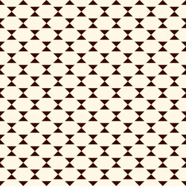 Geometrik dikişsiz desen. Etnik, kabile suyüzü baskısı. Kum saatini tekrar et, üçgen motif süsü. Minimum şekilli arka plan. Basit coğrafi dekoratif duvar kağıdı. Vektör soyut dijital kağıt