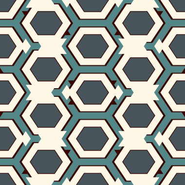 Çağdaş bal peteği geometrik deseni. Tekrarlanan altıgen süsü. Modern mozaik fayansların arka planı. Kusursuz yüzey soyut tasarımı. Geo duvar kağıdı. Dijital kağıt, tekstil baskısı. Vektör illüstrasyonu