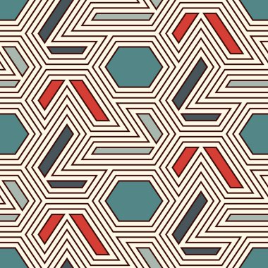 Çağdaş geometrik desen. Coğrafi süs. Tekrarlanan rakamlar. Modern arka plan. Kusursuz yüzey soyut tasarımı. Minimalist duvar kağıdı. Basit dijital kağıt, tekstil baskısı. Vektör sanatı