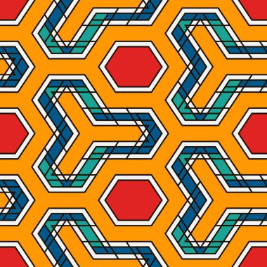 Çağdaş geometrik desen. Coğrafi süs. Tekrarlanan rakamlar. Modern arka plan. Kusursuz yüzey soyut tasarımı. Etnik duvar kağıdı. Dijital kağıt, tekstil baskısı. Vektör sanatı