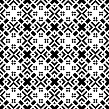 Etnik süslemelerle kusursuz desen. İşlemeli arka plan. Kabile duvar kâğıdı. Etnik halk imajı. Kabile motifi. Antik mozaik. Dijital kağıt, web tasarımı, tekstil baskısı, fon. Vektör sanatı.