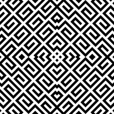 Etnik süslemelerle kusursuz desen. İşlemeli arka plan. Kabile duvar kâğıdı. Etnik halk imajı. Kabile motifi. Antik mozaik. Dijital kağıt, web tasarımı, tekstil baskısı, fon. Vektör sanatı.