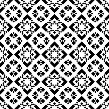 Etnik süslemelerle kusursuz desen. İşlemeli arka plan. Kabile duvar kâğıdı. Etnik halk imajı. Kabile motifi. Antik mozaik. Dijital kağıt, web tasarımı, tekstil baskısı, fon. Vektör sanatı.