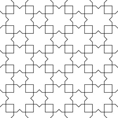 Fas yıldızlarıyla kusursuz yüzey desenli tasarım ve çapraz fayans süsü. Tekrarlanan geometrik şekillerle geleneksel doğu süslemeleri. Eski mozaik duvar kağıdı. Şebeke motifi. Dijital kağıt.