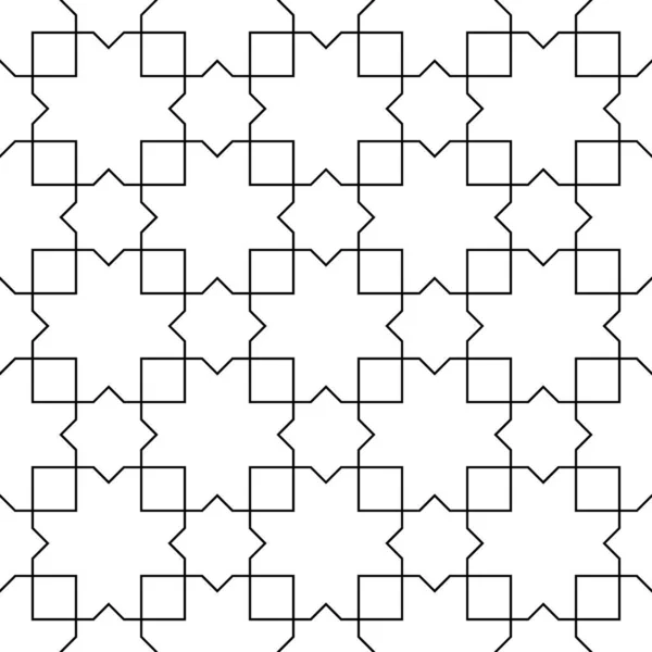 モロッコの星とシームレスな表面パターンのデザインとタイルの装飾を渡ります 繰り返し幾何学的な形状を持つ東洋の伝統的な装飾 古代のモザイクの壁紙 グリッドモチーフ デジタルペーパー — ストックベクタ