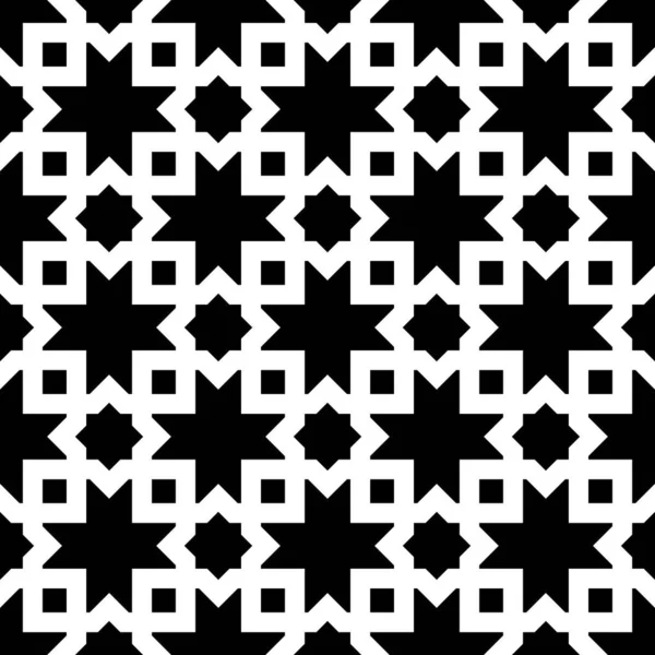 Seamless Surface Pattern Design Moroccan Stars Crosses Tiles Ornament Oriental — Stock Vector