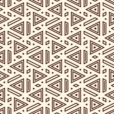 Çağdaş geometrik desen. Tekrarlanan üçgen motifi. Modern jeo soyut arkaplan. Kusursuz yüzey tasarımı. Süslü duvar kağıdı. Dijital kağıt, tekstil baskısı. Vektör illüstrasyonu