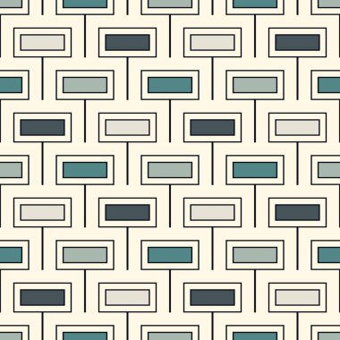 Çağdaş geometrik desen. Tekrarlanan çokgenler, dikdörtgenler motifi. Basit bir süs. Modern soyut arka plan. Kusursuz yüzey tasarımı. Geo duvar kağıdı. Dijital kağıt, tekstil baskısı. Vektör sanatı