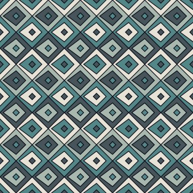 Terazili, pürüzsüz yüzey deseni. Etnik ve kabile motifleri. Tekrarlanan geometrik formlarla süslenmiş soyut bir arkaplan. Dijital kağıt, tekstil baskısı, sayfa doldurma. Vektör sanatı