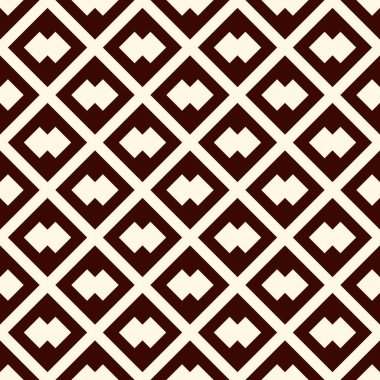 Elmas şebeke kusursuz desen. Etnik, kabilenin yüzey izleri. Geometrik süs. Tekrarlanan eşkenar dörtgen arka plan. Süslü duvar kâğıdı. Coğrafi vektör soyut çizimi