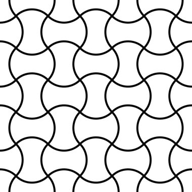 Elma çekirdeği yorgan dokusu. Yama işi motifi. Etnik süslemeli kusursuz yüzey desenli tasarım. Beyaz balta kafalı figürler. Siyah dalgalı duvar kağıtları. Dijital kağıt, tekstil baskısı.