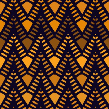 Etnik, pürüzsüz bir model. Freehand yatay zigzag sembolü çizgileri. Boho şık tasarım arka planı. Yerli, kabile tarzı duvar kağıdı. Fırça darbeleri, el çizimi geometrik süsler. Vektör soyut