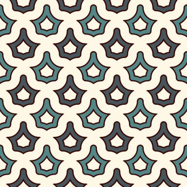 Birbirine kenetlenmiş şekiller tessellasyon soyut arkaplan. Tekrarlanan geometrik şekiller. Etnik mozaik fayans süsü. Doğulu duvar kâğıdı. Taç motifli kusursuz yüzey dizaynı. Vektör sanatı.