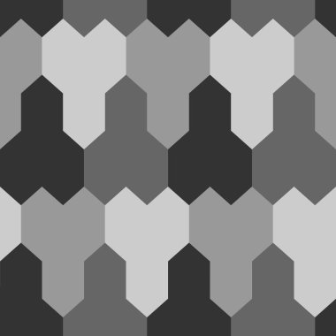 Tekrarlanan açık ve koyu gri yapboz arka planı. Mozaik süslemeli kusursuz yüzey dizaynı. Mantık oyunları motifi. Asma duvar kağıdı. Dijital kağıt, sayfa dolguları, web tasarımı, tekstil baskısı.