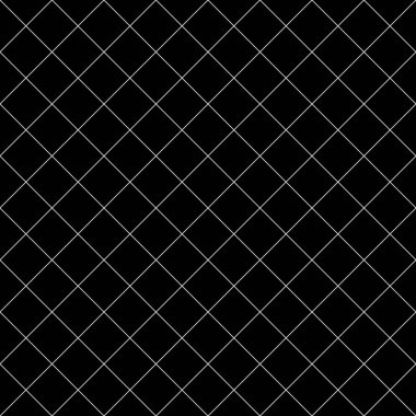 Pırlanta süslemeli pürüzsüz yüzey deseni. Siyah arka planda beyaz köşegen ızgara. Şebeke motifi. Çapraz çizgiler duvar kağıdı. Damalı resim. Baskı için dijital kağıt. Rhombuses vektörü.