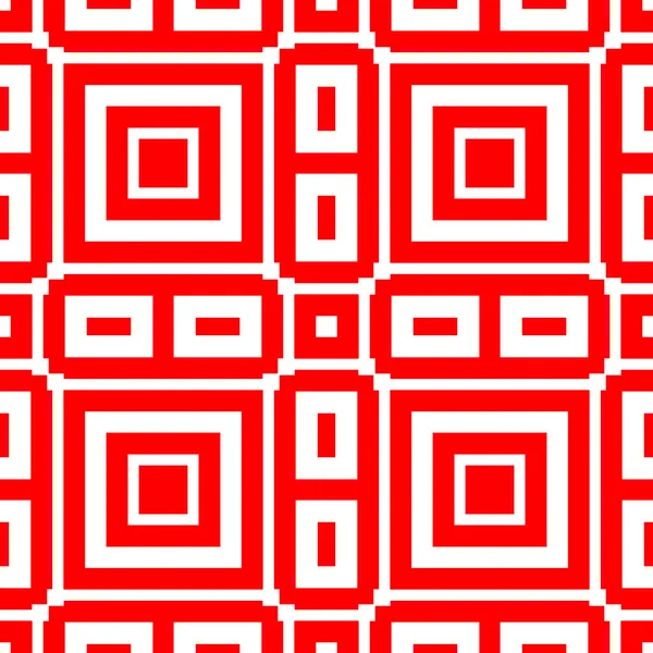 红色在白色背景上反复出现四边形 无缝面图案设计与对称正方形和矩形装饰 多边形壁纸 几何学的主题 数字纸 — 图库矢量图片