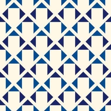 Geometrik dikişsiz desen. Etnik, kabile suyüzü baskısı. Elmas şebeke motif süsü. Tekrarlanan mini üçgen arka plan. Basit coğrafi dekoratif duvar kağıdı. Minimalist biçim vektörü soyut dijital kağıt