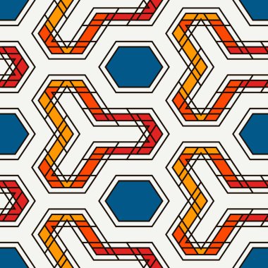 Çağdaş geometrik desen. Coğrafi süs. Tekrarlanan rakamlar. Modern arka plan. Kusursuz yüzey soyut tasarımı. Etnik duvar kağıdı. Dijital kağıt, tekstil baskısı. Vektör sanatı