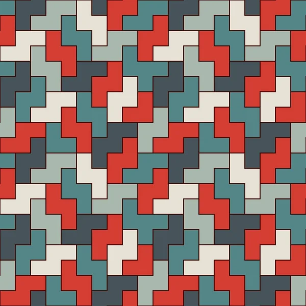 Nahtloses Muster Mit Einfachen Geometrischen Ornamenten Wiederholte Puzzle Mosaik Abstrakten — Stockvektor