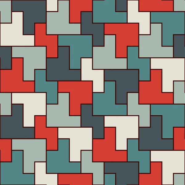 Upprepade Pussel Mosaik Abstrakt Bakgrund Sömlöst Mönster Med Enkel Geometrisk — Stock vektor