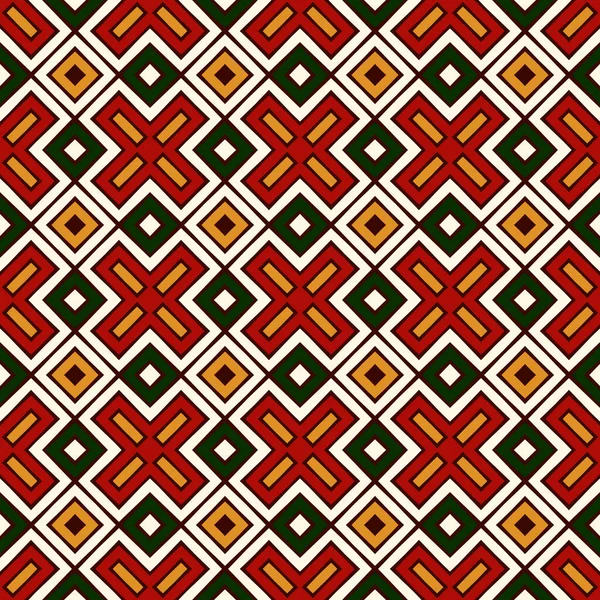 Patrón Sin Costuras Colores Tradicionales Navideños Motivo Étnico Tribal Formas — Vector de stock