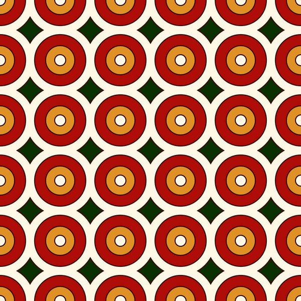 Red colors seamless pattern with repeated circles. Geometric abstract background. Modern style texture. Can be used for digital paper, textile print, page fill. Vector illustration