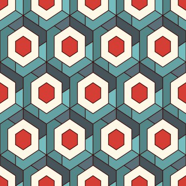 Çağdaş bal peteği geometrik deseni. Tekrarlanan altıgen süsü. Modern mozaik arka plan. Kusursuz yüzey soyut tasarımı. Geo duvar kağıdı. Dijital kağıt, tekstil baskısı. Vektör sanatı