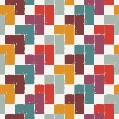 Boya fırçası pürüzsüz desen. Freehand grunge tasarım arka planı. Çapraz parke döşeme motifi süsü. Moda el çizimi geometrik baskı. Modern sanatsal el soyut vektör duvar kağıdı çizimi