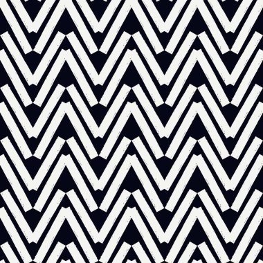 Fırça darbeleri kusursuz desen oluşturur. Freehand yatay zikzak çizgileri. Tekrarlanan semboller arka planda. Basit bir geometrik süs. Moda grunge tasarımı. Vektör soyut modern duvar kağıdı