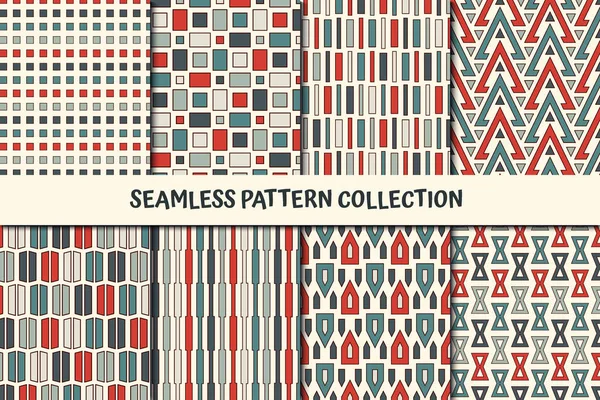 Classic Geometric Seamless Pattern Collection Geo Design Background Set Dash — Stock Vector