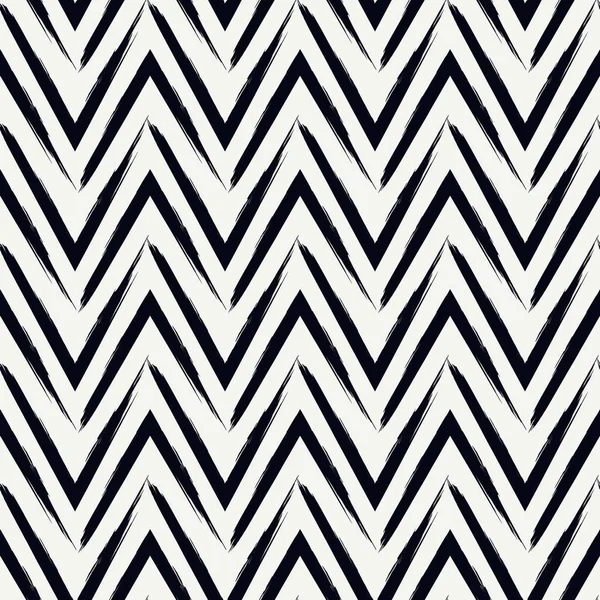 Brush Strokes Seamless Pattern Freehand Horizontal Zigzag Stripes Print Repeated — Stock Vector