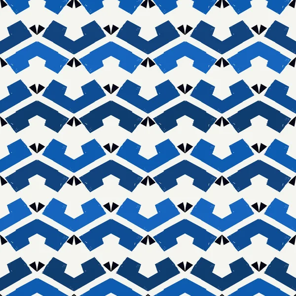 Ethnic Seamless Pattern Freehand Horizontal Zigzag Chevron Stripes Print Boho — Stock Vector