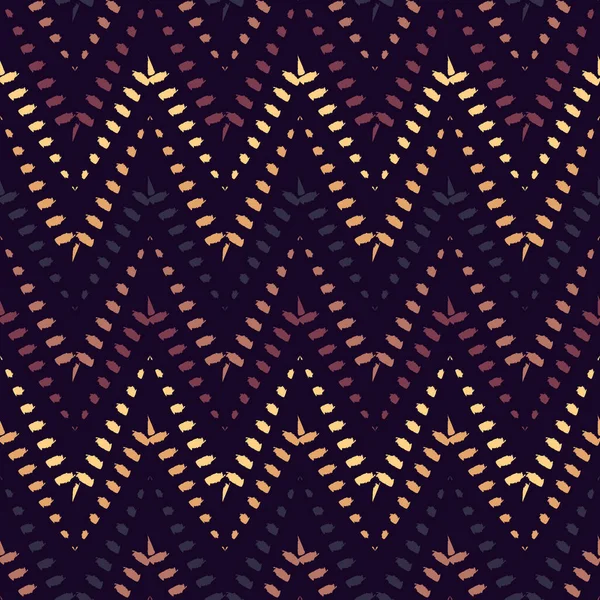 Patrón Étnico Sin Costuras Freehand Horizontal Zigzag Chevron Stripes Print — Vector de stock