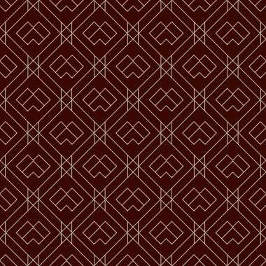 Elmas şebeke kusursuz desen. Etnik, kabilenin yüzey izleri. Geometrik süs. Tekrarlanan eşkenar dörtgen arka plan. Süslü duvar kâğıdı. Coğrafi vektör soyut çizimi