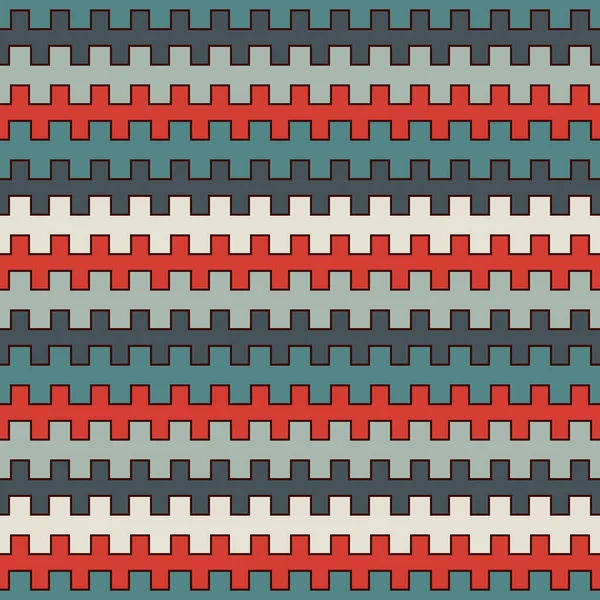 Retro Farben Nahtlose Muster Mit Zinnen Geschwungenen Linien Wiederholte Geometrische — Stockvektor