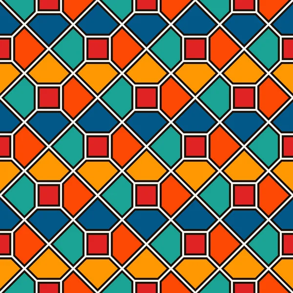 Octogones Répétés Teinté Fond Abstrait Mosaïque Verre Couleurs Vives Carreaux — Image vectorielle