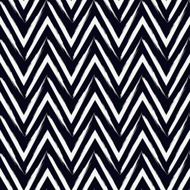 Fırça darbeleri kusursuz desen oluşturur. Freehand yatay zikzak çizgileri. Tekrarlanan semboller arka planda. Basit bir geometrik süs. Moda grunge tasarımı. Vektör soyut modern duvar kağıdı