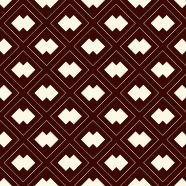 Elmas şebeke kusursuz desen. Etnik, kabilenin yüzey izleri. Geometrik süs. Tekrarlanan eşkenar dörtgen arka plan. Süslü duvar kâğıdı. Coğrafi vektör soyut çizimi