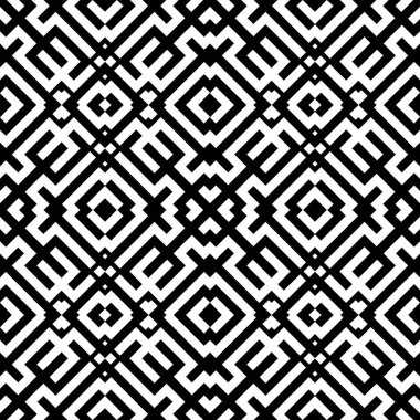 Etnik süslemelerle kusursuz desen. İşlemeli arka plan. Kabile duvar kâğıdı. Etnik halk imajı. Kabile motifi. Antik mozaik. Dijital kağıt, web tasarımı, tekstil baskısı, fon. Vektör sanatı.