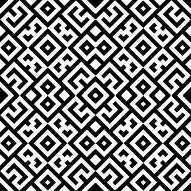 Etnik süslemelerle kusursuz desen. İşlemeli arka plan. Kabile duvar kâğıdı. Etnik halk imajı. Kabile motifi. Antik mozaik. Dijital kağıt, web tasarımı, tekstil baskısı, fon. Vektör sanatı.
