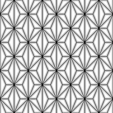 Asanoha süslemeli kusursuz yüzey desenli tasarım. Üçgen arka plan kilitleniyor. Tekrarlanan üçgen şekilli görüntü. Geometrik görüntü. Etnik Japon nakışçılığı motifi. Yazdırma vektörü.