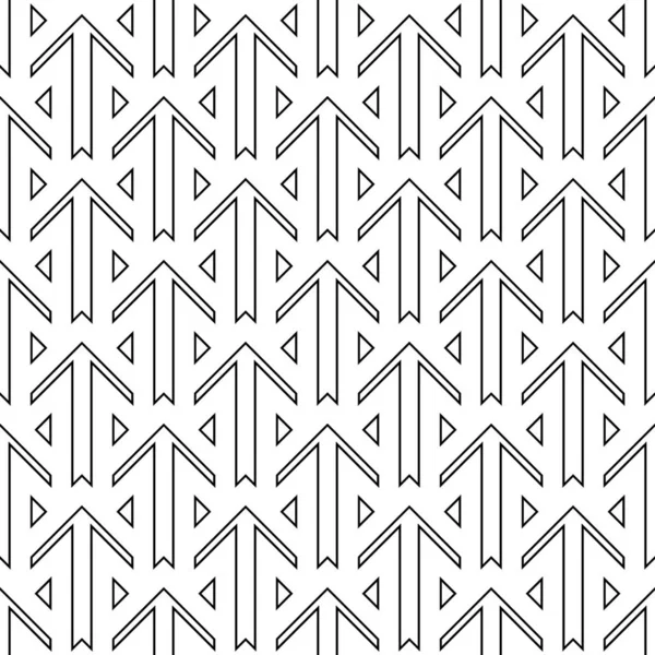 Nahtlose Oberflächengestaltung Mit Pfeilen Und Dreiecken Als Ornament Wiederholte Zahlen — Stockvektor
