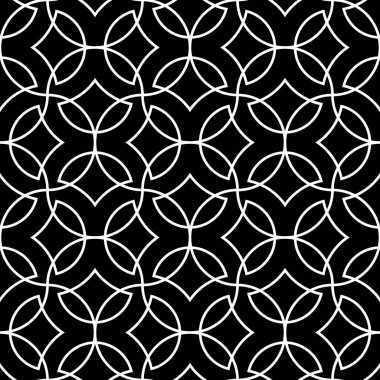 Üst üste binen dörtlü folyo şekilli kusursuz yüzey desenli tasarım. Tekrarlanan yuvarlak şekilli geleneksel doğu süsü. Pencere izleyici duvar kâğıdı. Şebeke motifi. Dijital kağıt. Vektör sanatı.