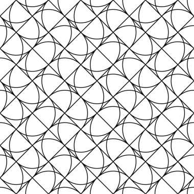 Şebeke motifi. Tekrarlanan figürlerle modern mozaik süslemeler. Arka planı tekrar et. Çokgenli kusursuz yüzey dizaynı. Izgara duvar kağıdı. Çapraz çizgiler ve kıvrımlar. Vektör çizimi.