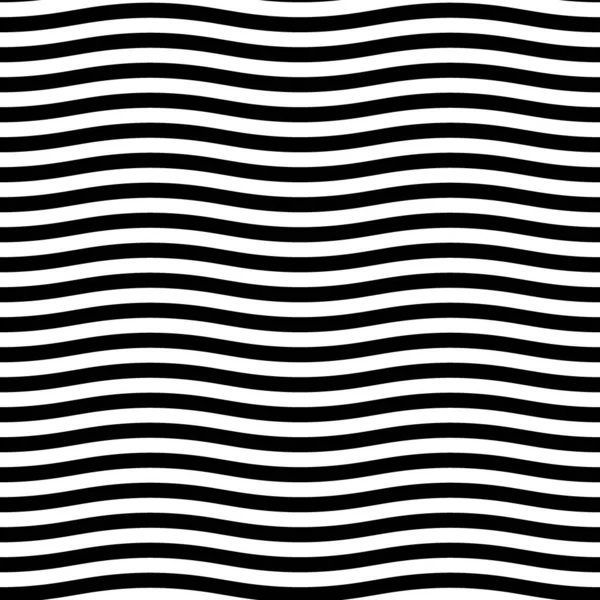 Schwarze Wellenlinien Zackenstreifen Nahtloses Oberflächenmuster Mit Sinusförmigem Ornament Wiederholte Abgerundete — Stockvektor