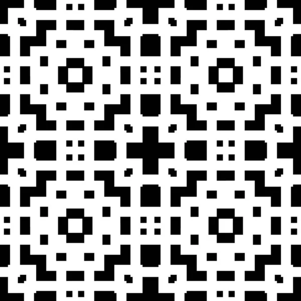 Повторювані Чорні Квадрати Дужки Білому Тлі Мотив Орнаменту Вишивання Симетричний — стоковий вектор